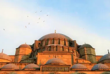 Dome of a mosque in Istanbul at sunset
