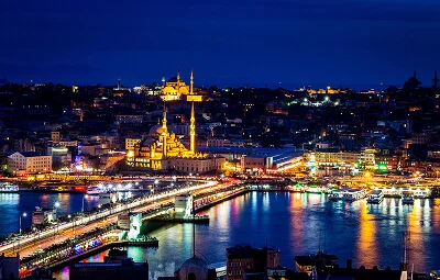 Istanbul night view with Galata bridge