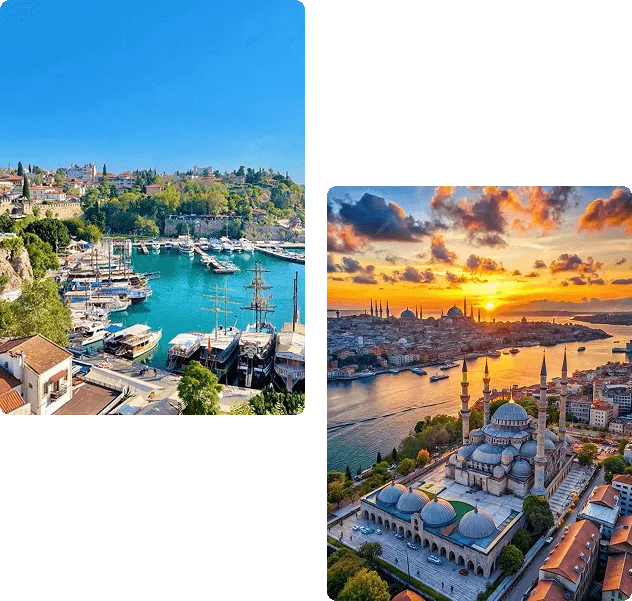 Istanbul and Antalya view in Turkey
