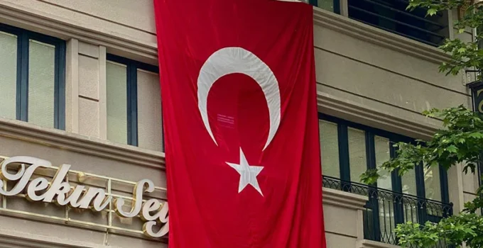 Turkish Flag on Building in Istanbul