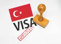 Approved visa stamp with Turkey flag symbol